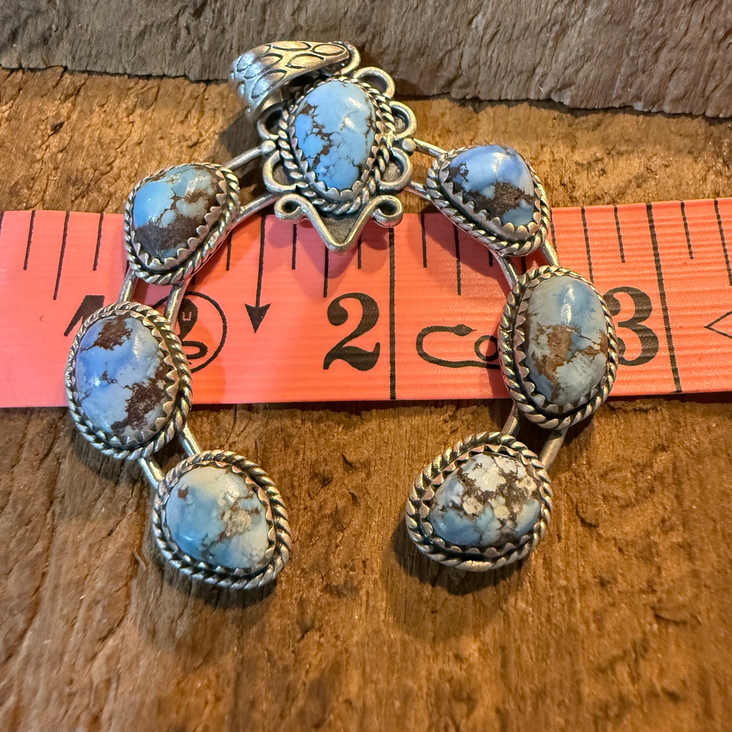 Golden Hills Turquoise Gemstone Squash Pendant in Sterling Silver