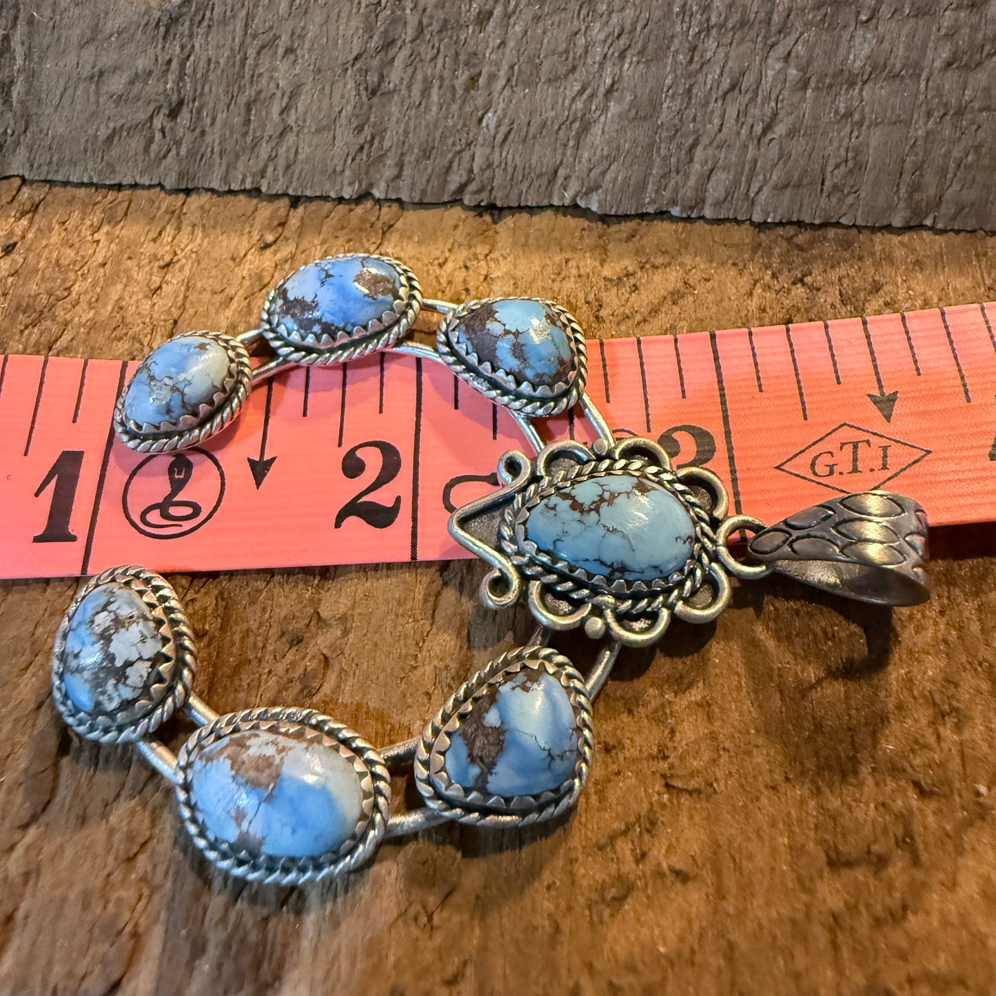 Golden Hills Turquoise Gemstone Squash Pendant in Sterling Silver