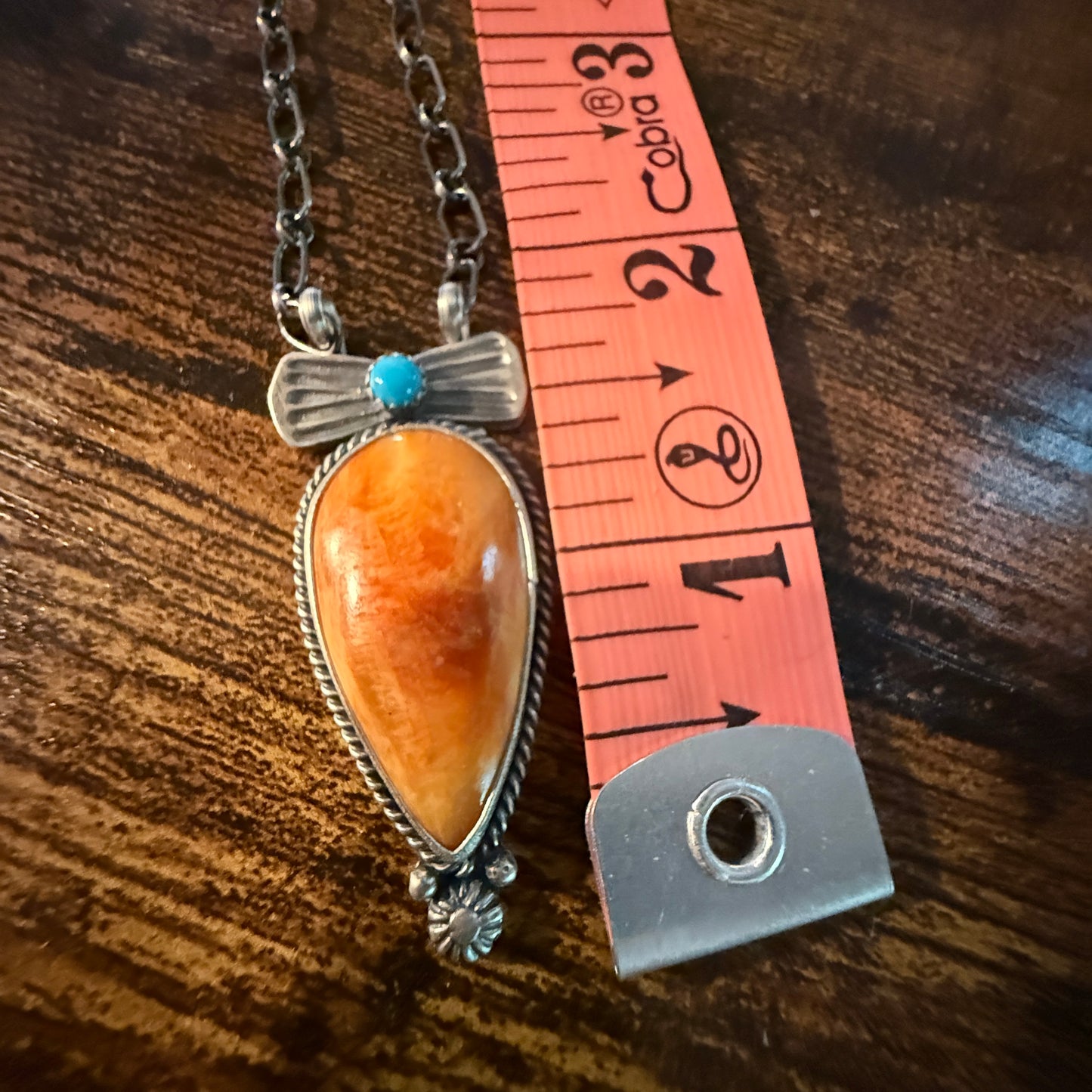 Signed Verley Betone Navajo Style Spiny Coral Turquoise Necklace Sterling Silver