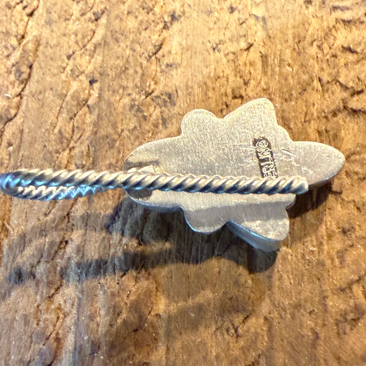 White Buffalo And Pink Conch Gemstone Hat Purse Slider Pin Charm Sterling Silver