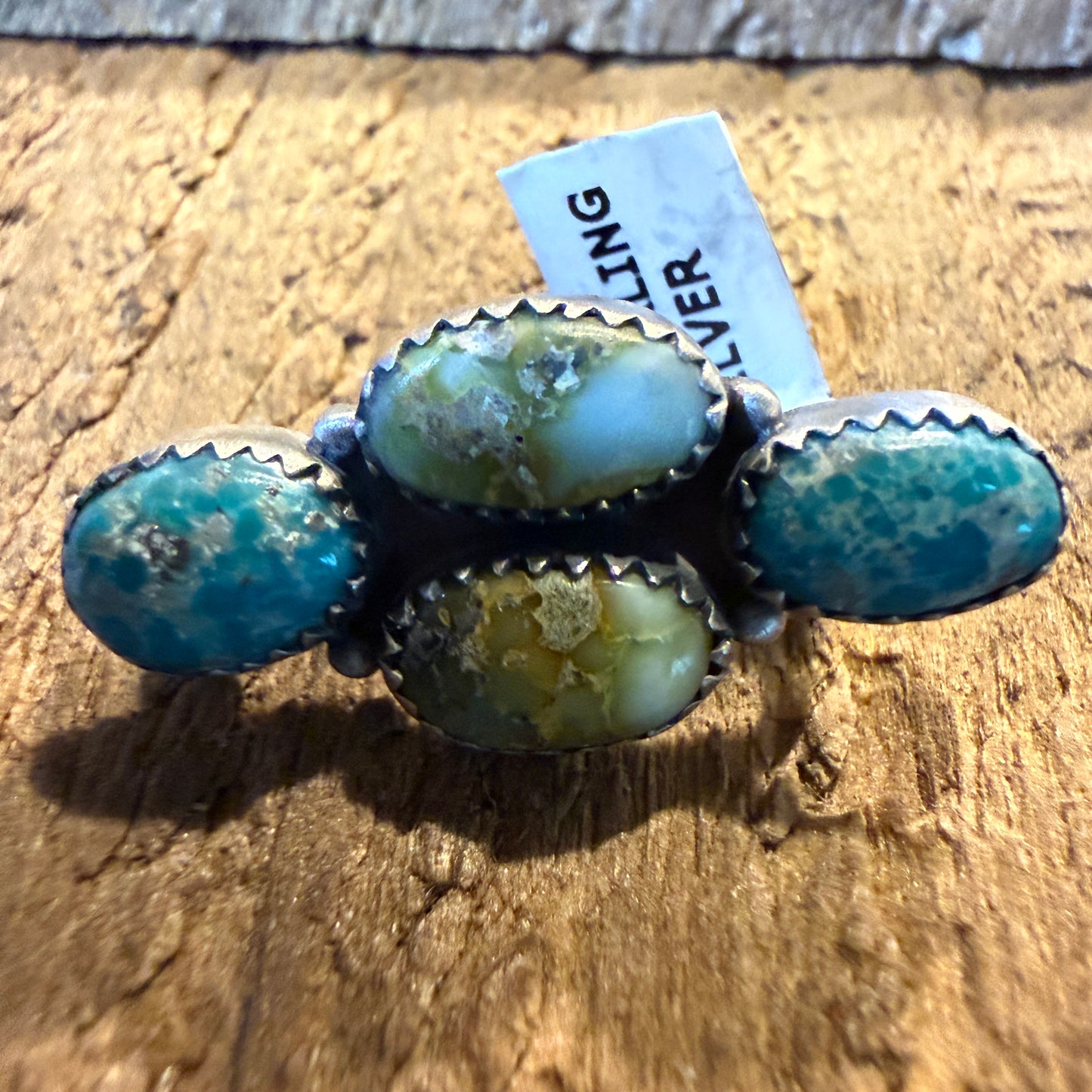 White Water and Palamino Turquoise Gemstone Watch Band Charm Sterling Silver