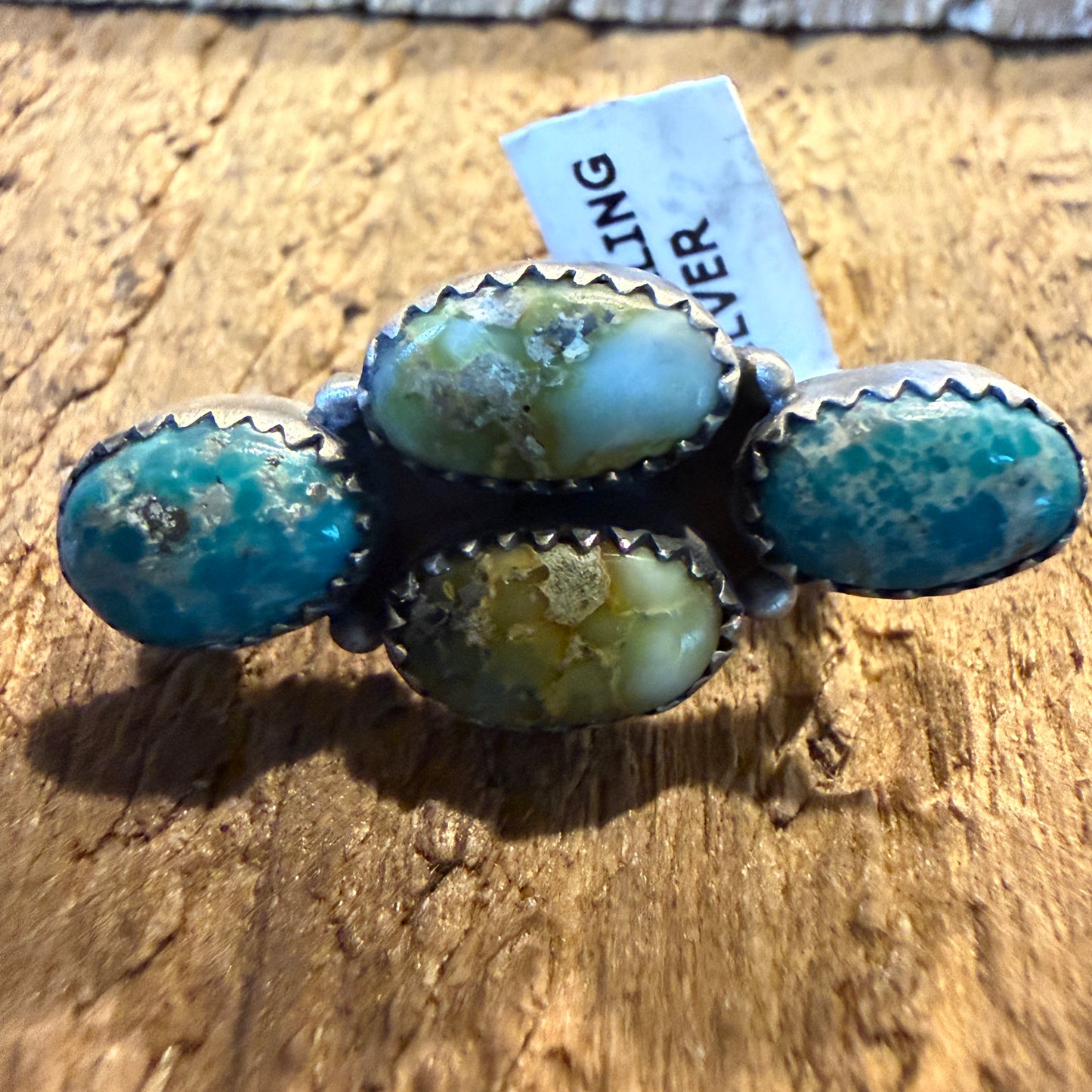 White Water and Palamino Turquoise Gemstone Watch Band Charm Sterling Silver