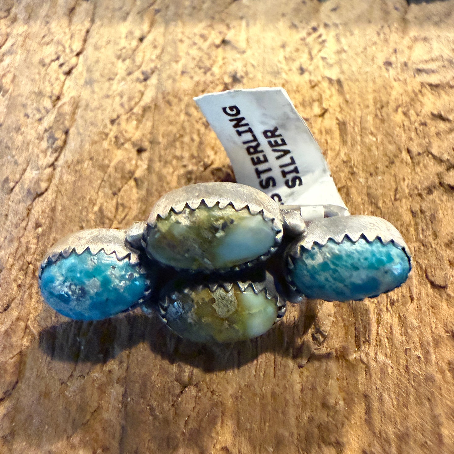 White Water and Palamino Turquoise Gemstone Watch Band Charm Sterling Silver