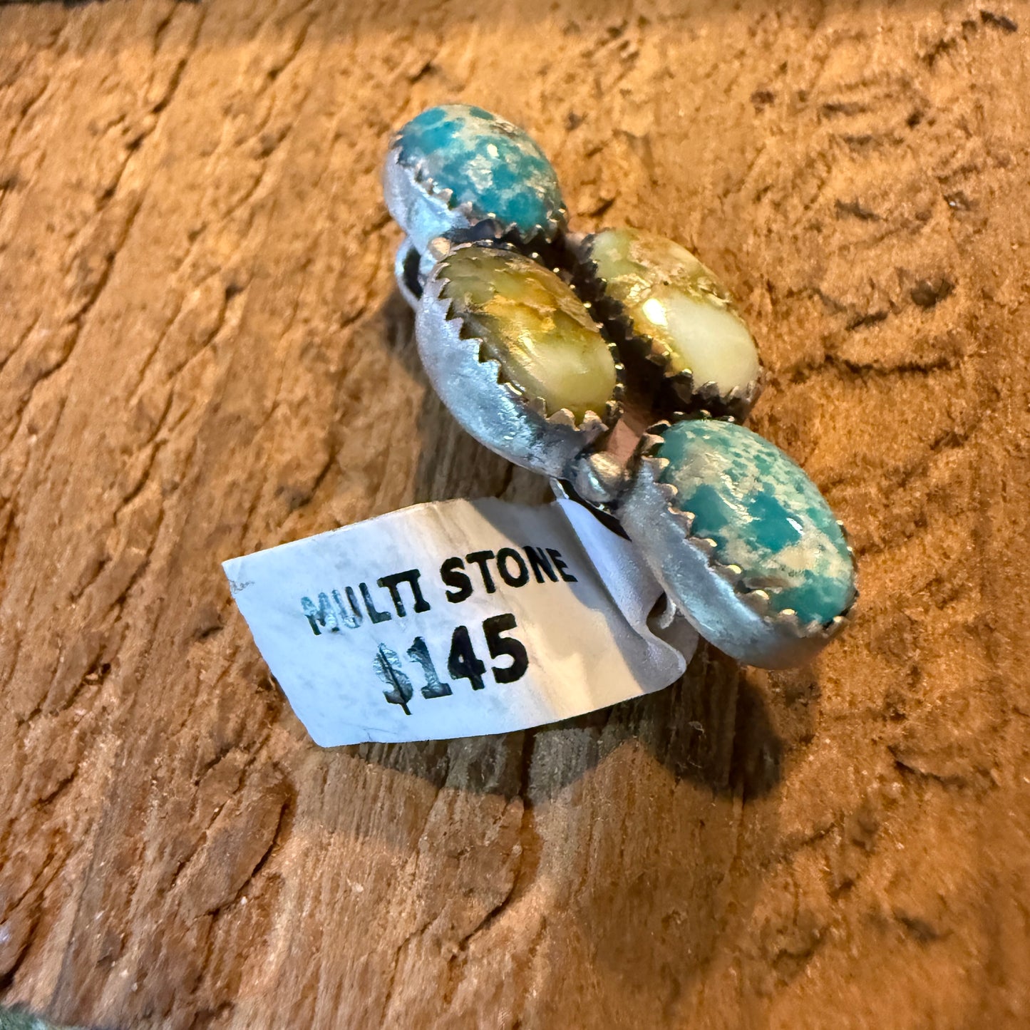 White Water and Palamino Turquoise Gemstone Watch Band Charm Sterling Silver