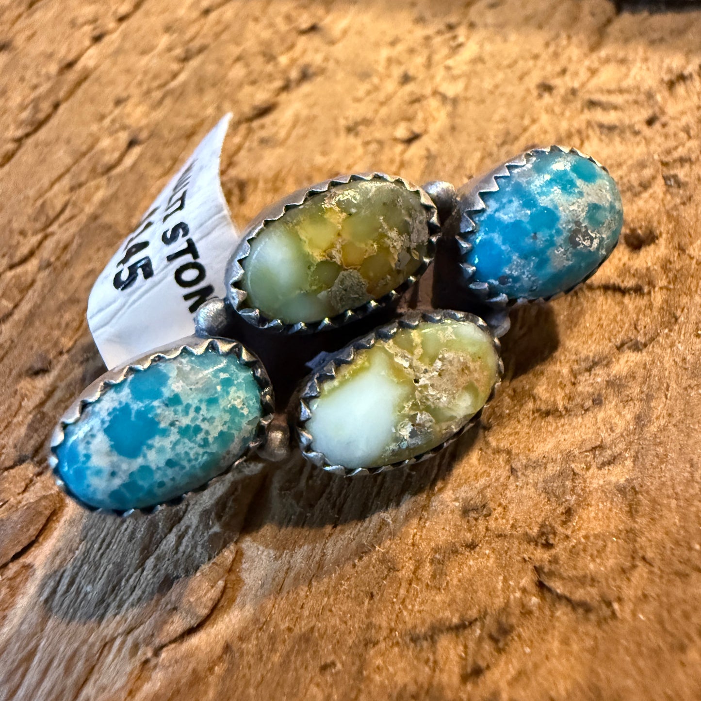 White Water and Palamino Turquoise Gemstone Watch Band Charm Sterling Silver