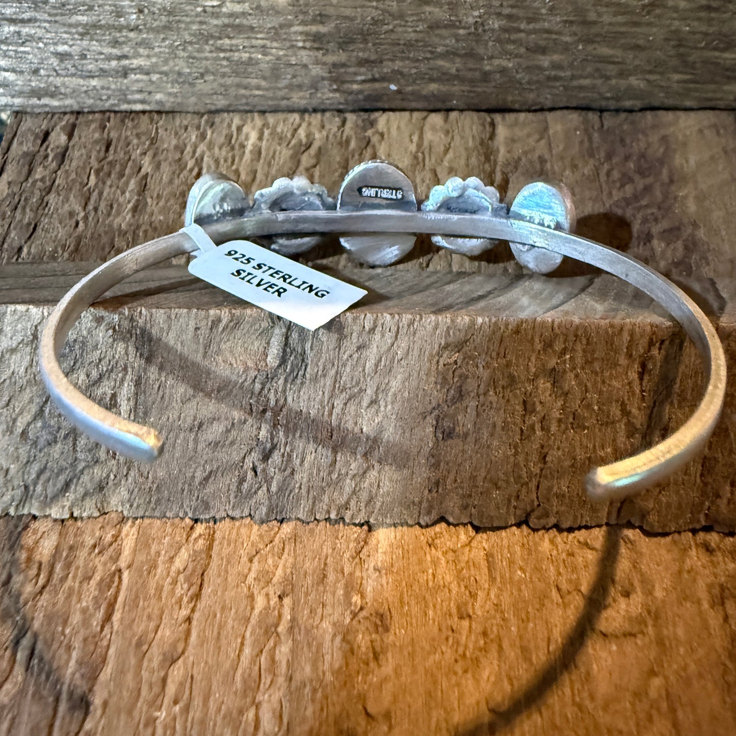 Pink Conch Gemstone Flex Bangle Bracelet Sterling Silver