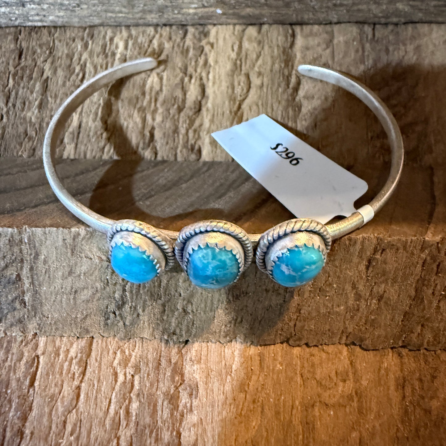 White Water Turquoise Gemstone Flex Stackable Bangle Sterling Silver