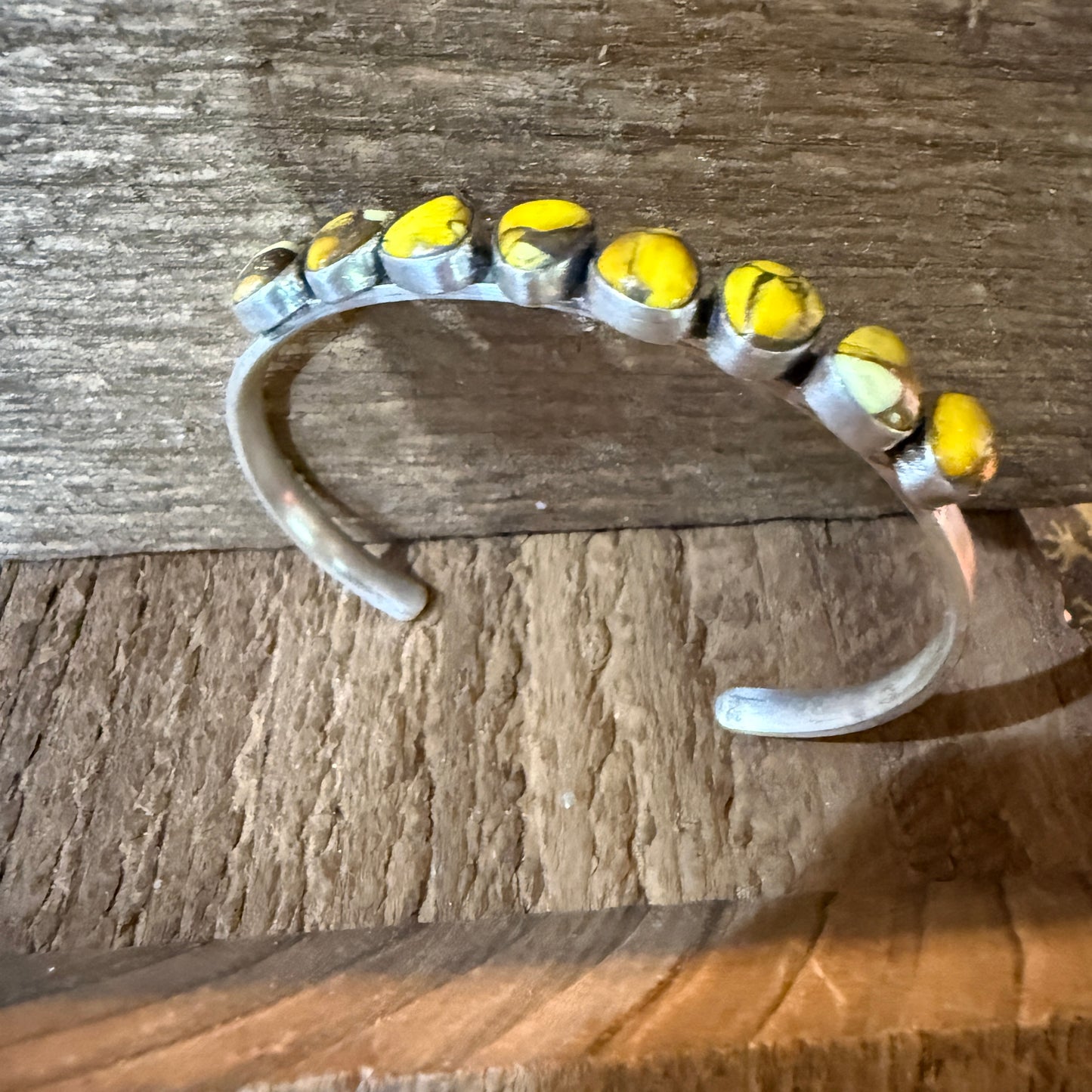 Yellow Golden Dahlia Gemstone Flex Stacker Bangle Bracelet Sterling Silver