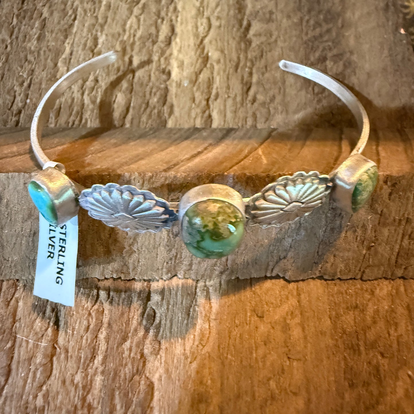 Sonoran Mountain Turquoise Gemstone Flex Stacker Bangle Sterling Silver