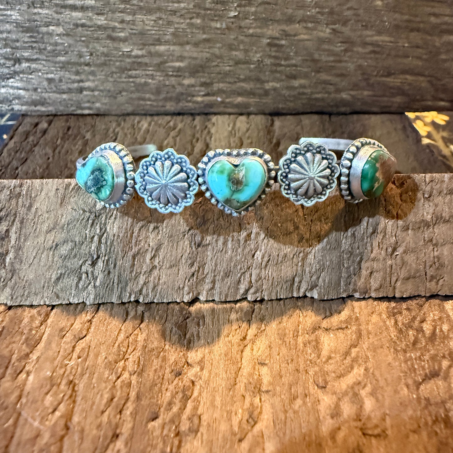 Sonoran Mountain Turquoise Heart Gemstone Flex Stacker Bangle Sterling Silver