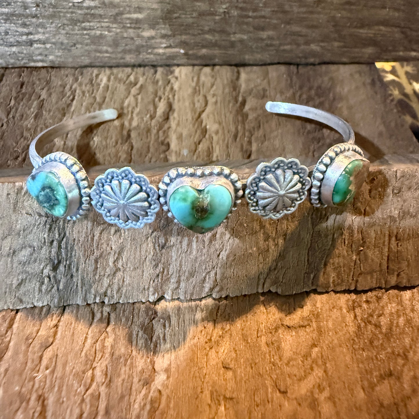 Sonoran Mountain Turquoise Heart Gemstone Flex Stacker Bangle Sterling Silver