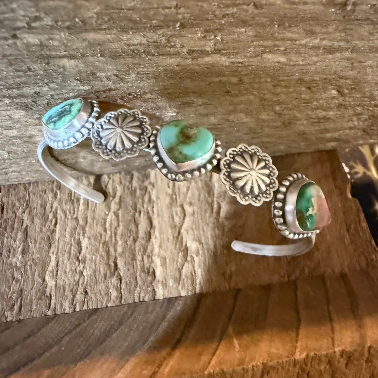 Sonoran Mountain Turquoise Heart Gemstone Flex Stacker Bangle Sterling Silver