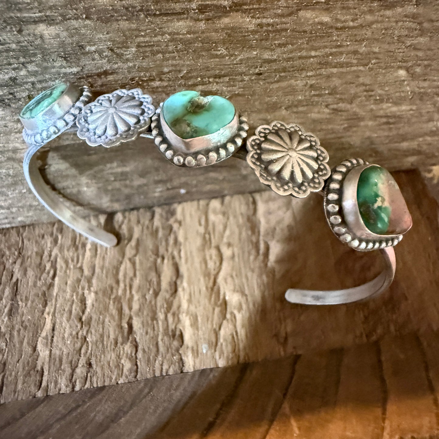 Sonoran Mountain Turquoise Heart Gemstone Flex Stacker Bangle Sterling Silver