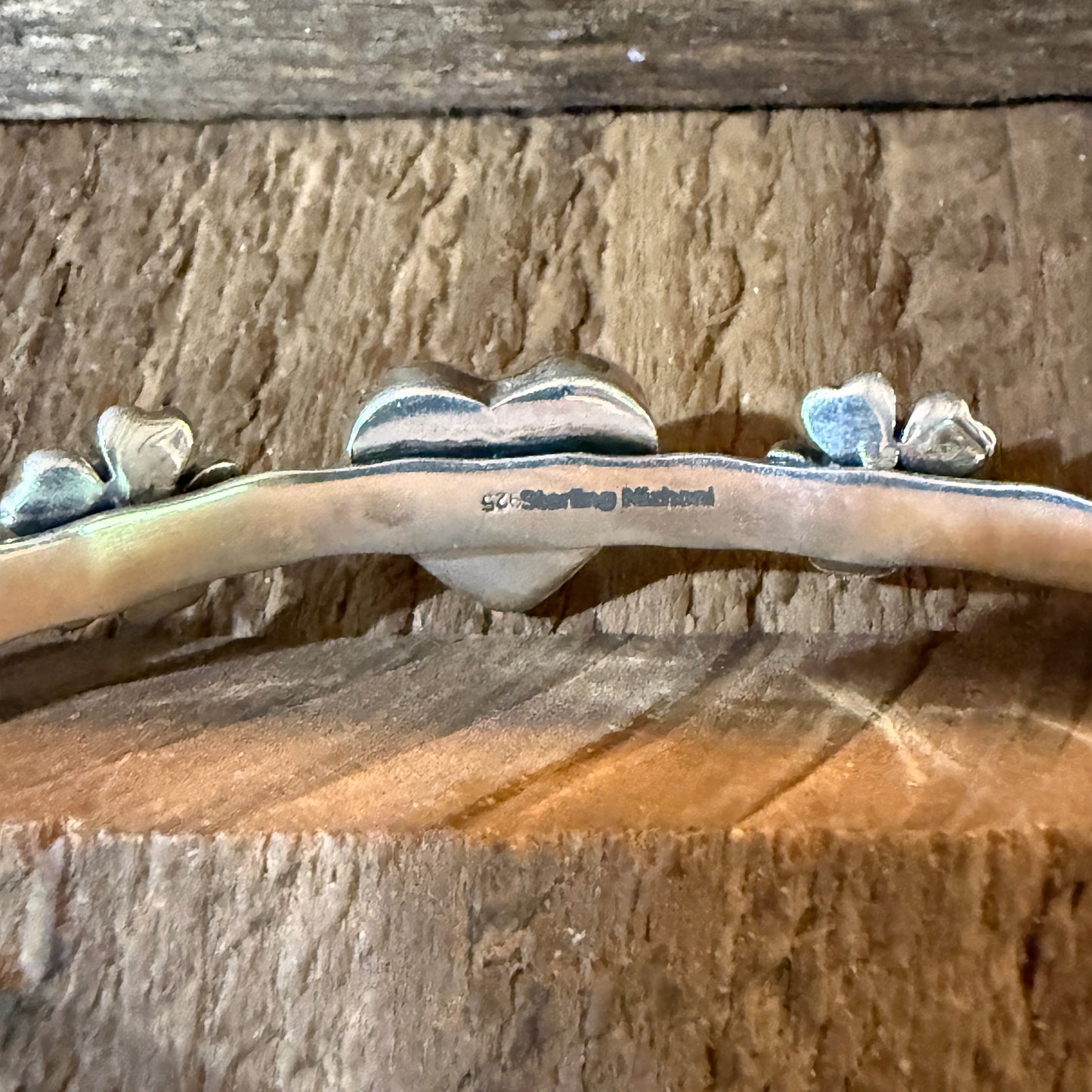 Red Rose Dahlia And Kingman Turquoise Flex Stacker Bracelet Sterling Silver