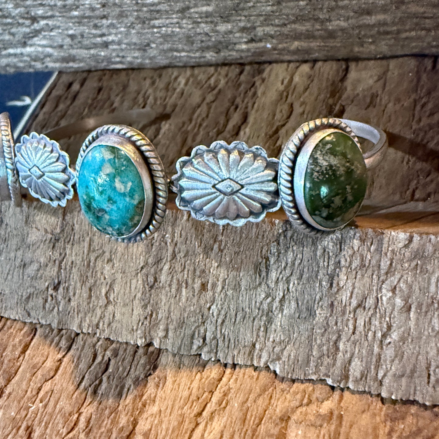 Sonoran Mountain Turquoise Gemstone Flex Stacker Bangle Bracelet Sterling Silver