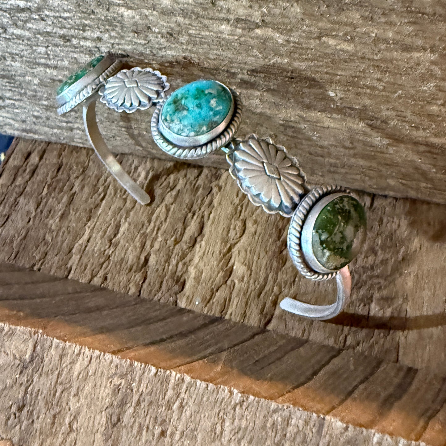 Sonoran Mountain Turquoise Gemstone Flex Stacker Bangle Bracelet Sterling Silver
