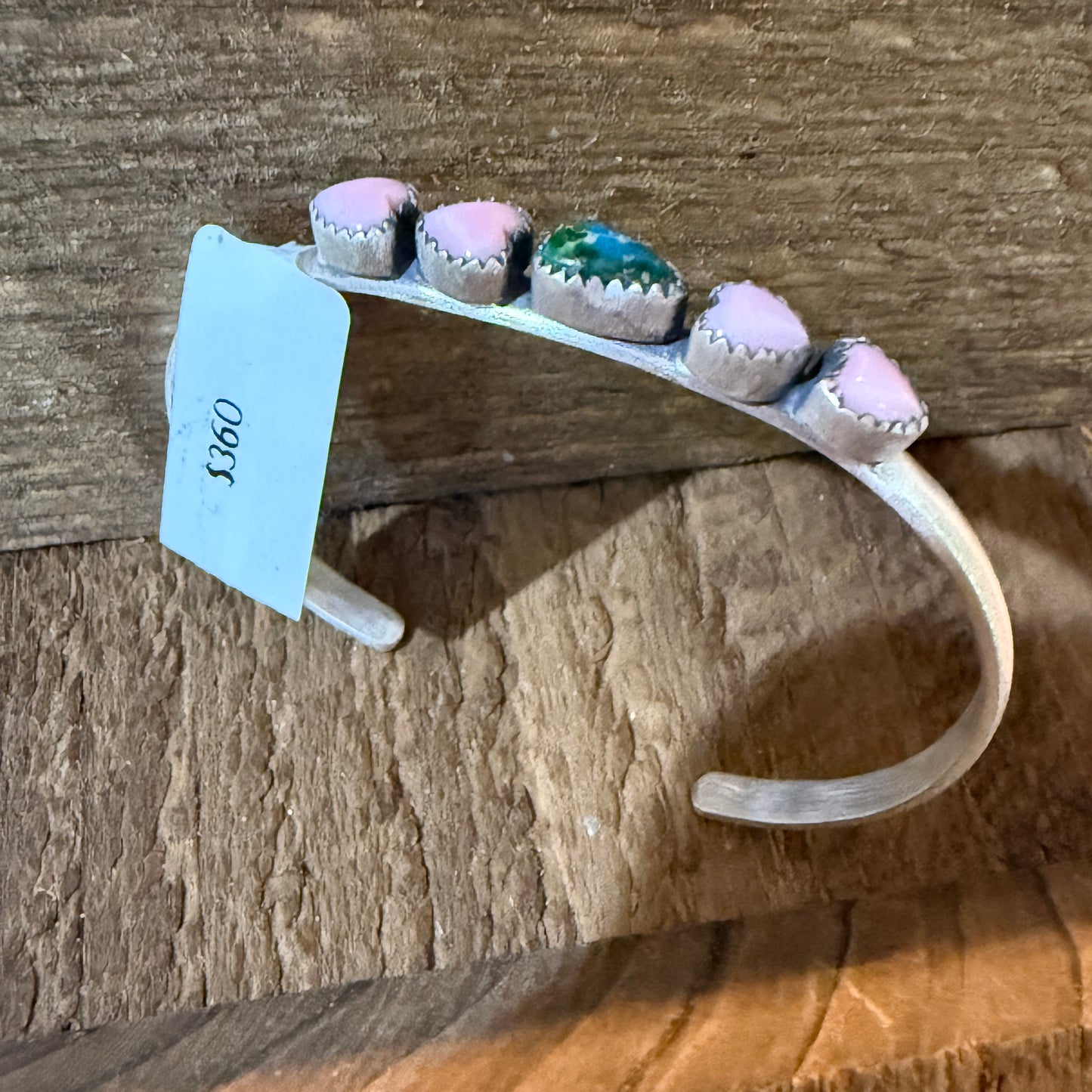 Sonoran Gold Turquoise And Pink Conch Heart Gemstone Bracelet Sterling Silver