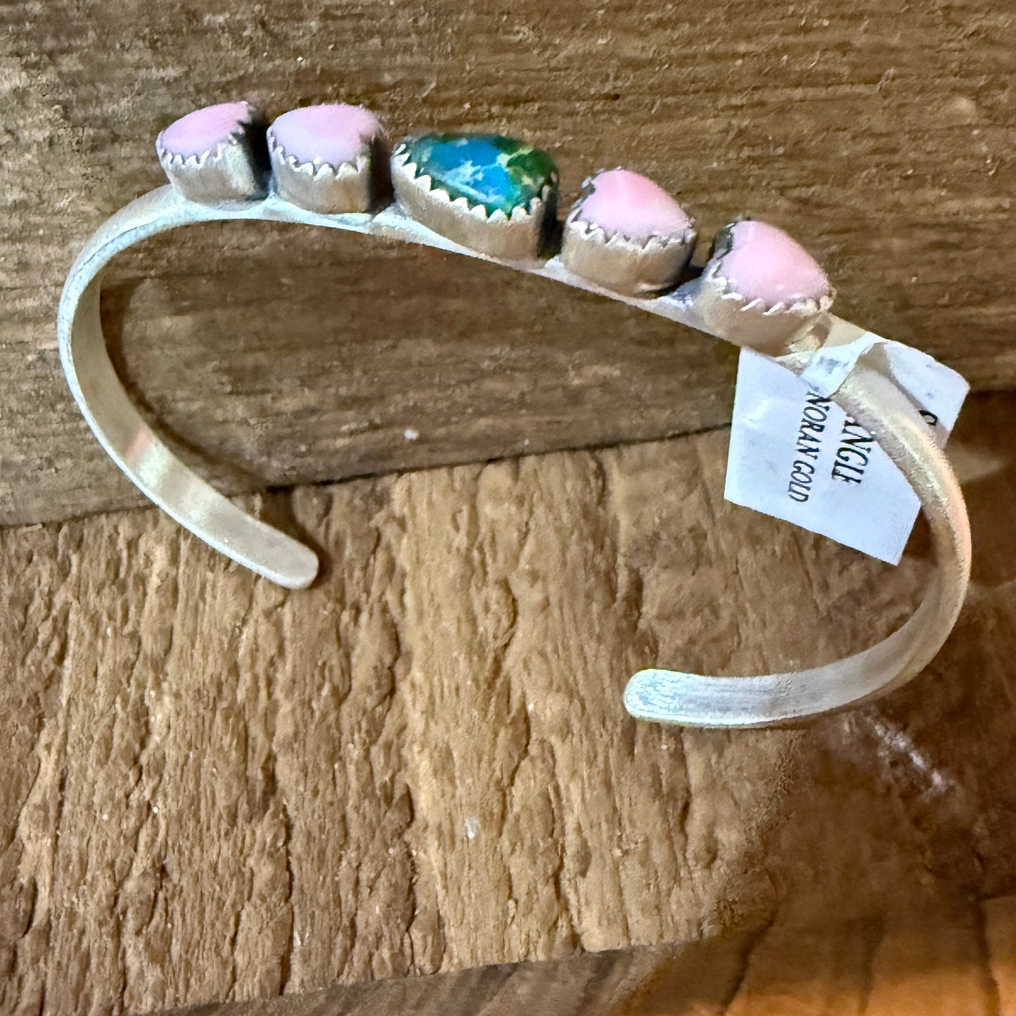 Sonoran Gold Turquoise And Pink Conch Heart Gemstone Bracelet Sterling Silver