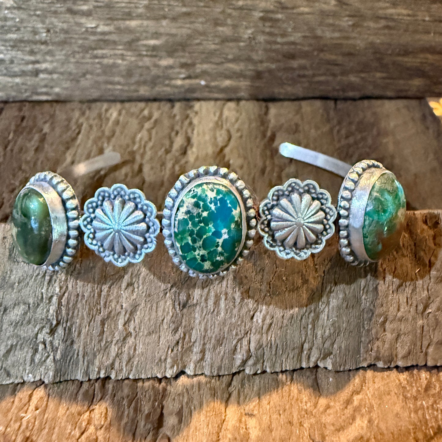 Sonoran Mountain Turquoise Gemstone Flex Stacker Bangle Bracelet Sterling Silver