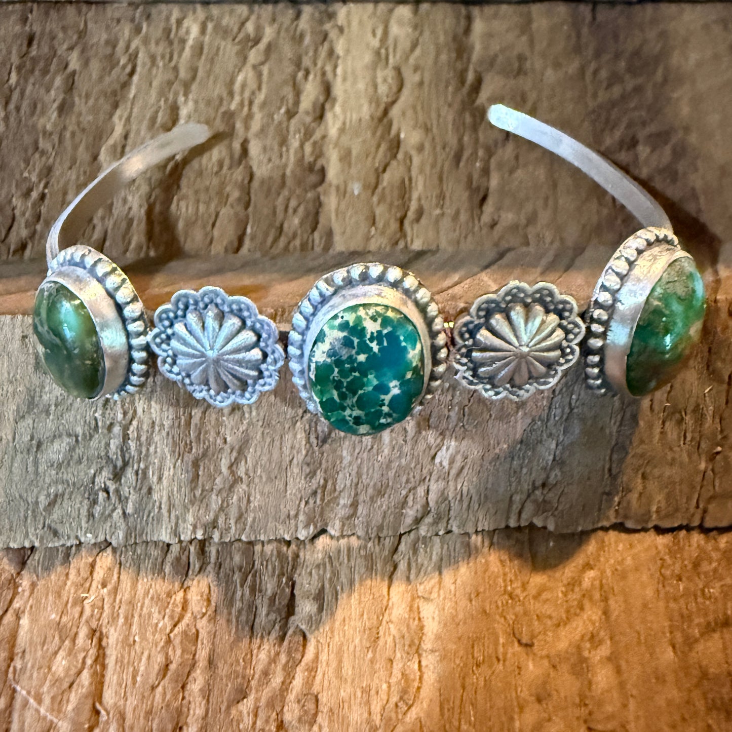 Sonoran Mountain Turquoise Gemstone Flex Stacker Bangle Bracelet Sterling Silver