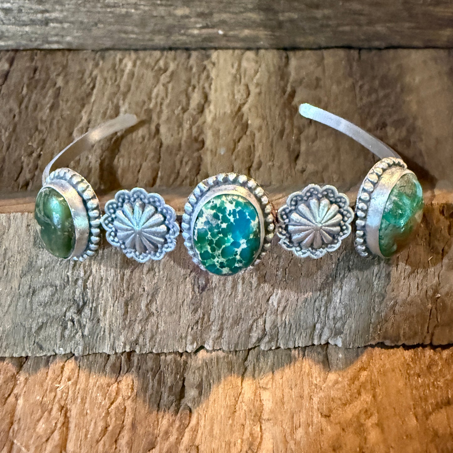 Sonoran Mountain Turquoise Gemstone Flex Stacker Bangle Bracelet Sterling Silver