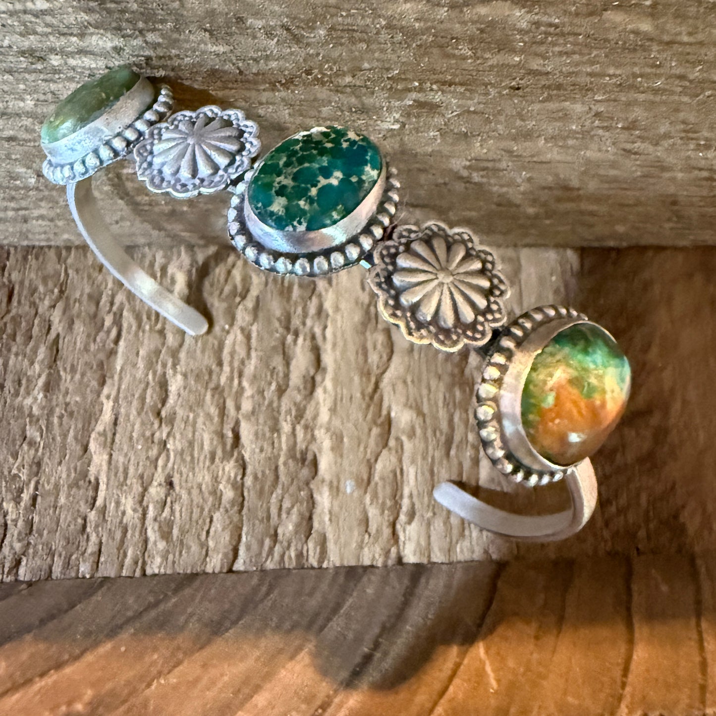 Sonoran Mountain Turquoise Gemstone Flex Stacker Bangle Bracelet Sterling Silver