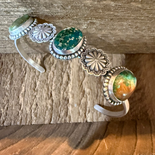 Sonoran Mountain Turquoise Gemstone Flex Stacker Bangle Bracelet Sterling Silver