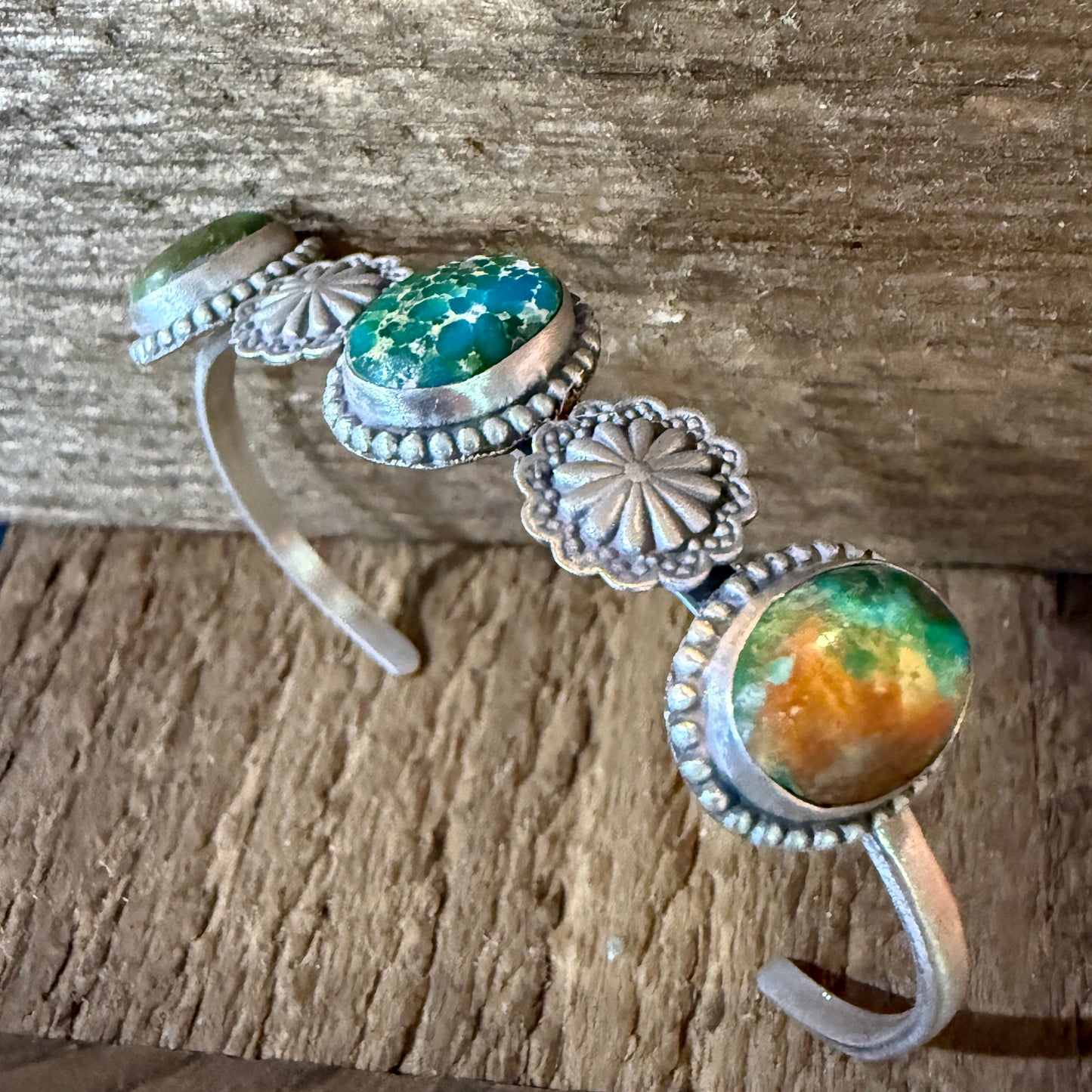 Sonoran Mountain Turquoise Gemstone Flex Stacker Bangle Bracelet Sterling Silver