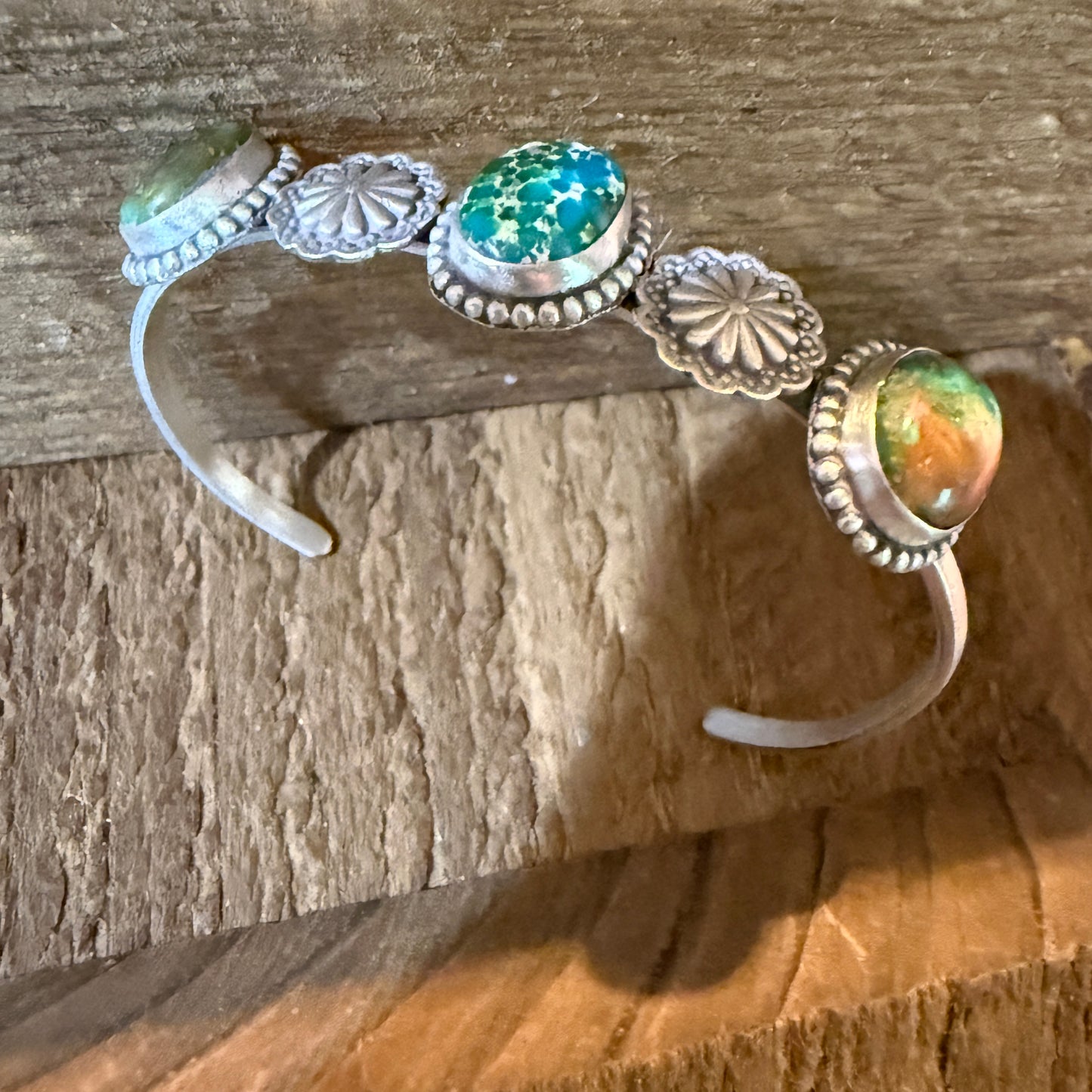 Sonoran Mountain Turquoise Gemstone Flex Stacker Bangle Bracelet Sterling Silver
