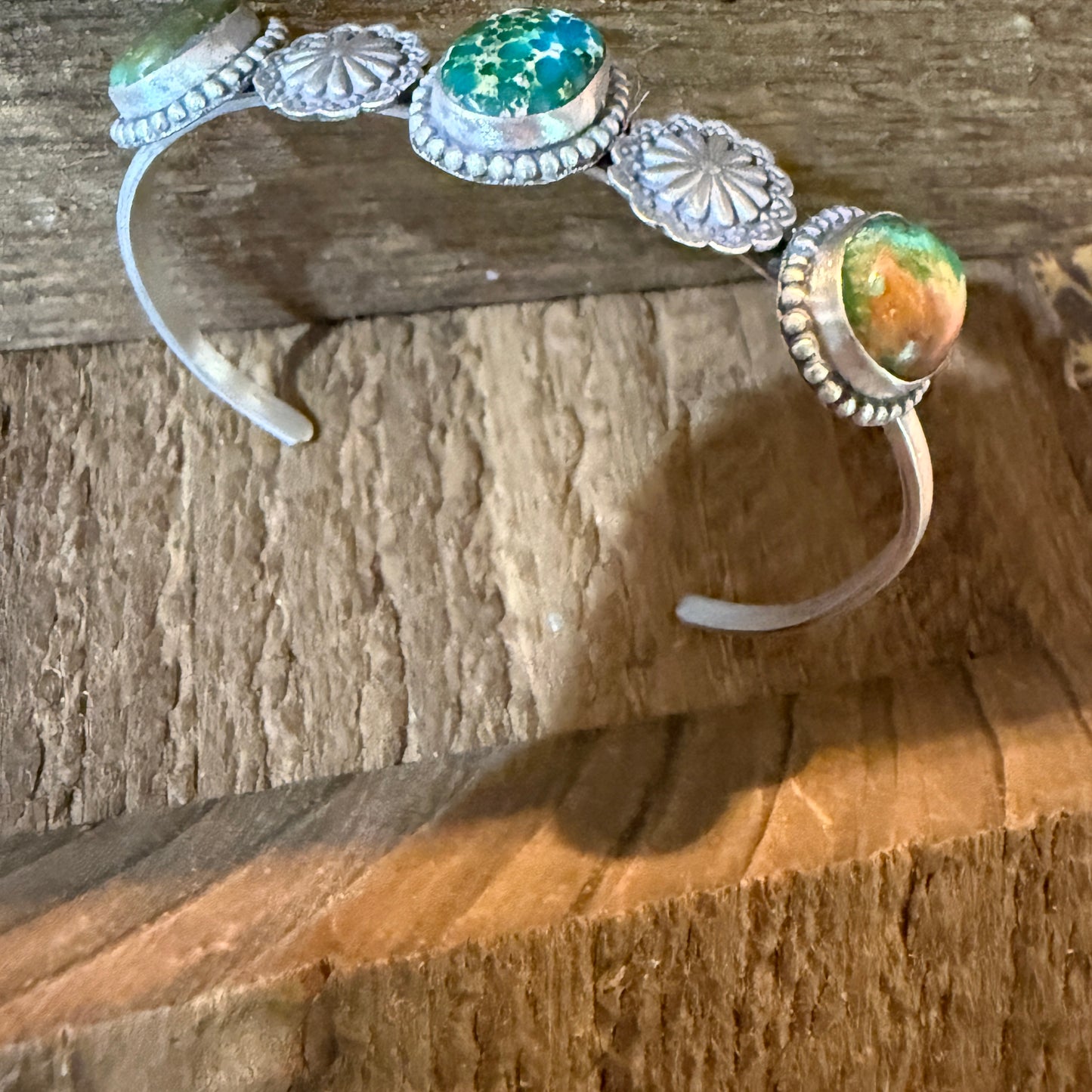Sonoran Mountain Turquoise Gemstone Flex Stacker Bangle Bracelet Sterling Silver