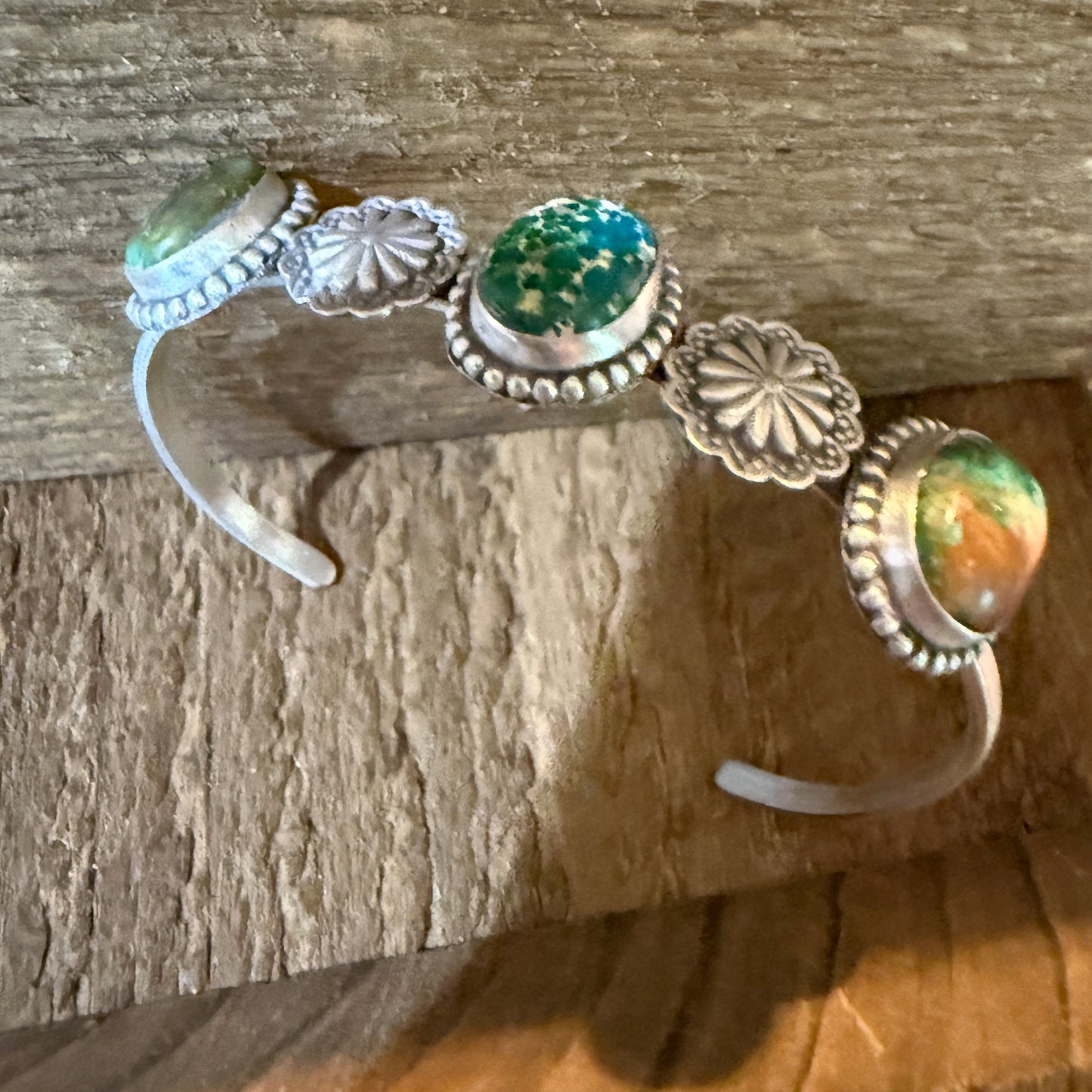Sonoran Mountain Turquoise Gemstone Flex Stacker Bangle Bracelet Sterling Silver