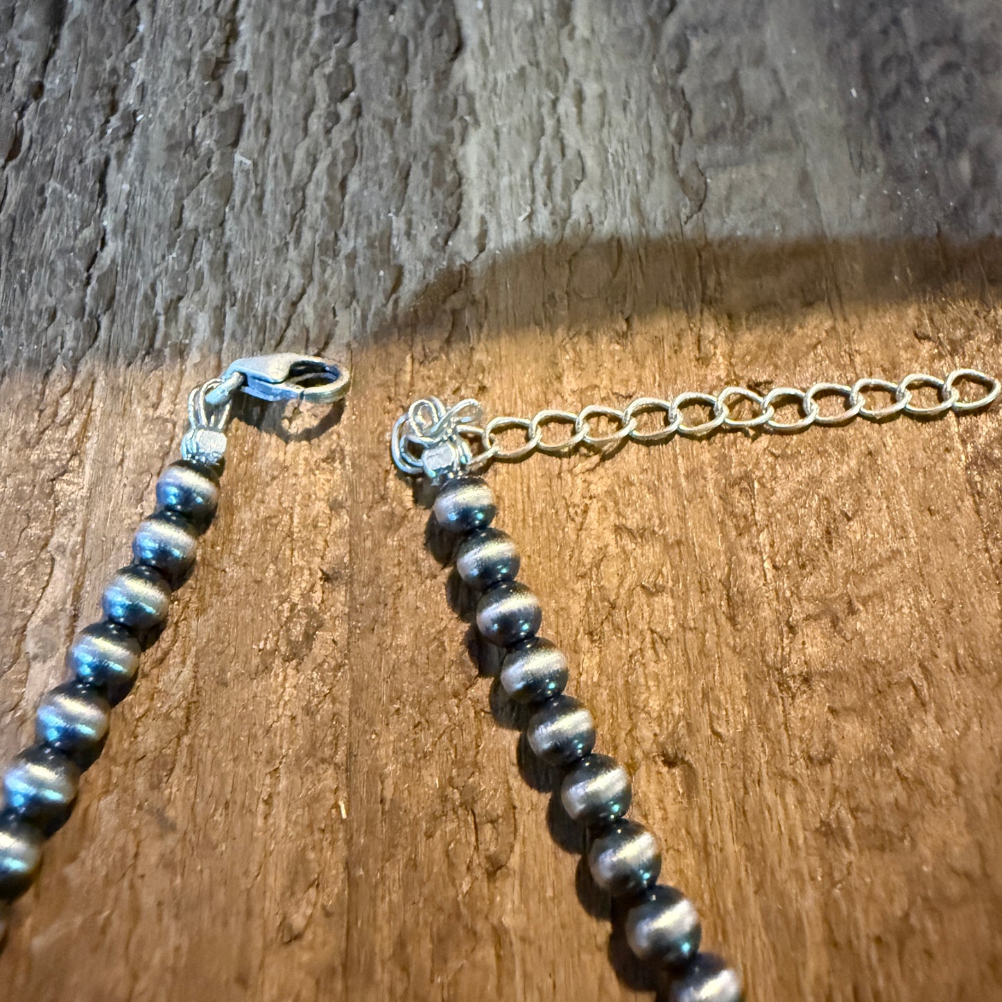 Kingman Turquoise Gemstone Bracelet With Sterling Silver Pearl Beads Size 6.5