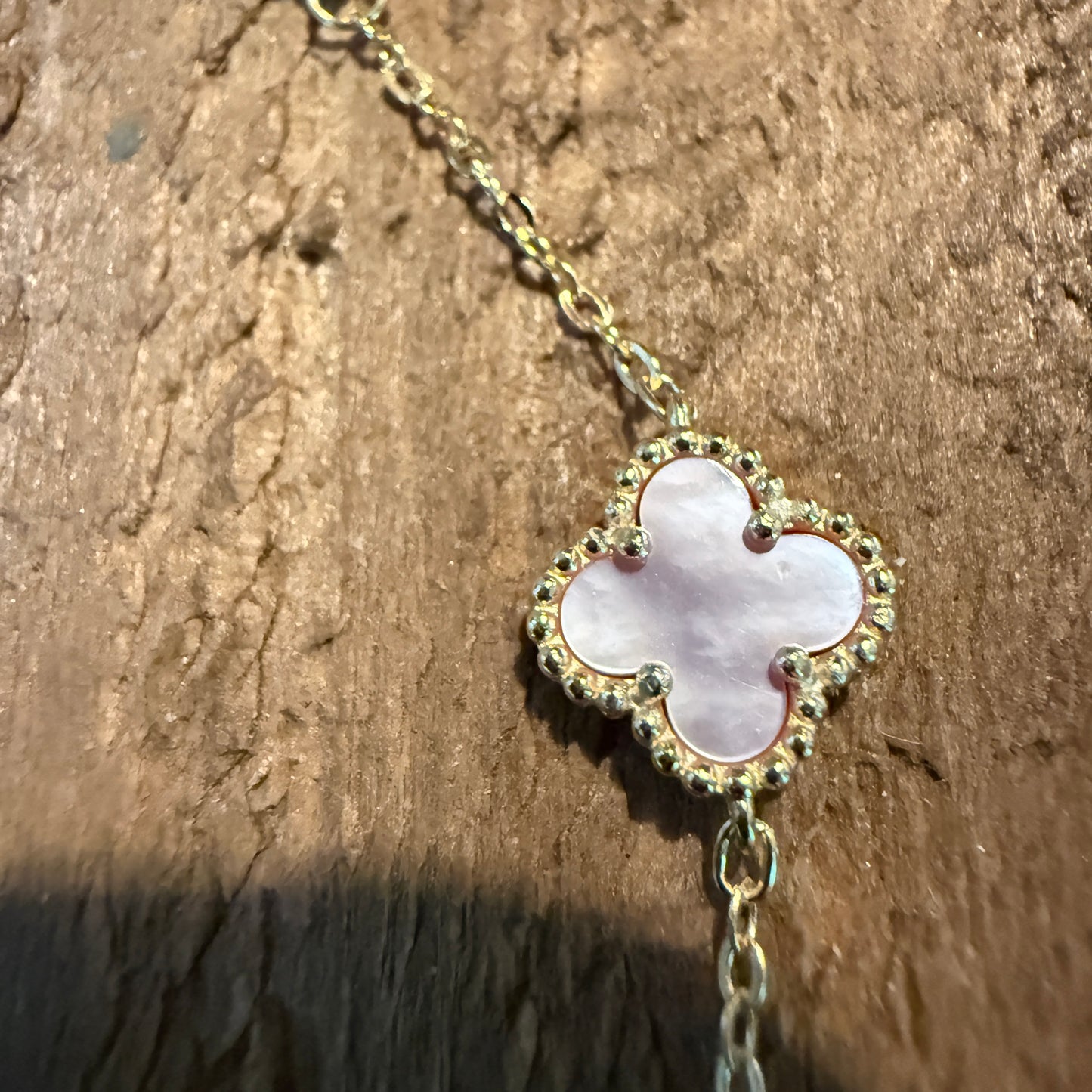 Sparkling CZ Pink Quartz Chain Link Bracelet Gold Plated 6.5 Inches