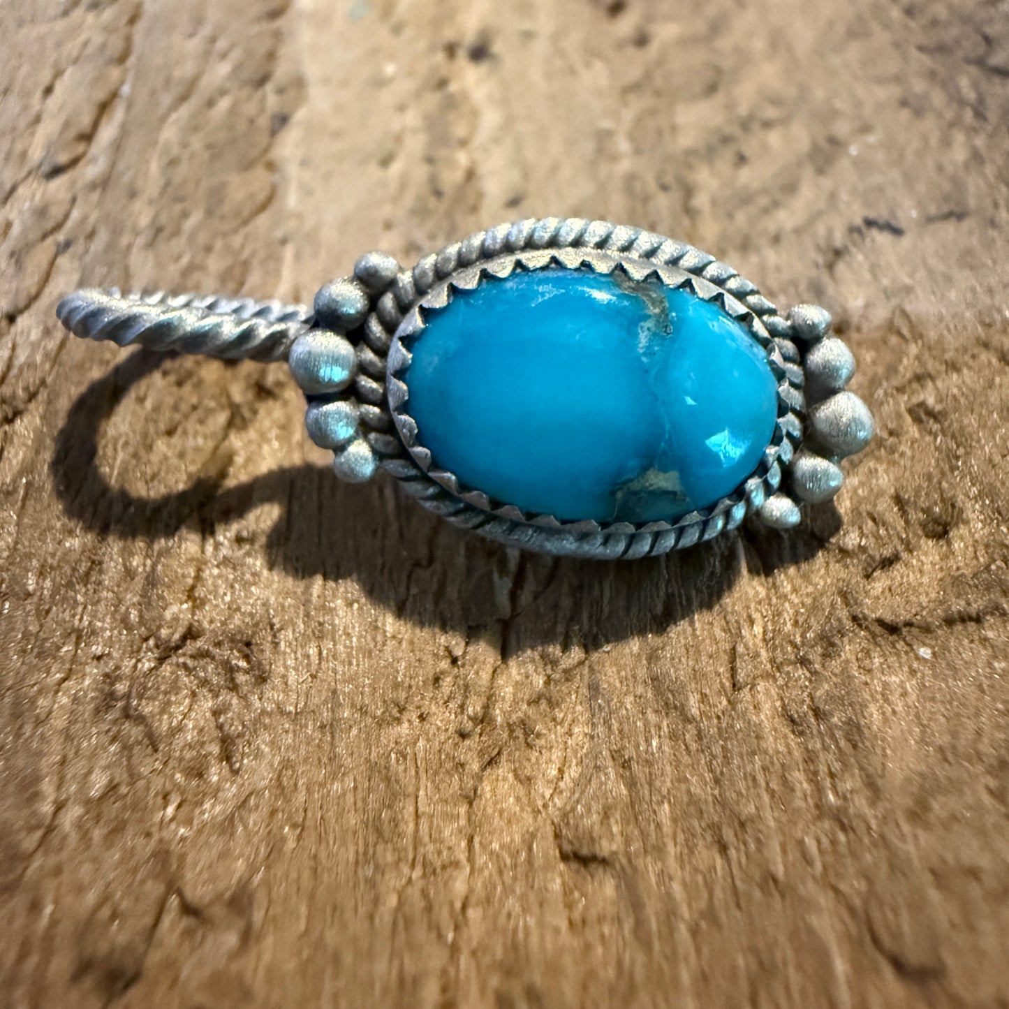 Blue Moon Turquoise Gemstone Slider Charm for Hat and Purse in Sterling Silver