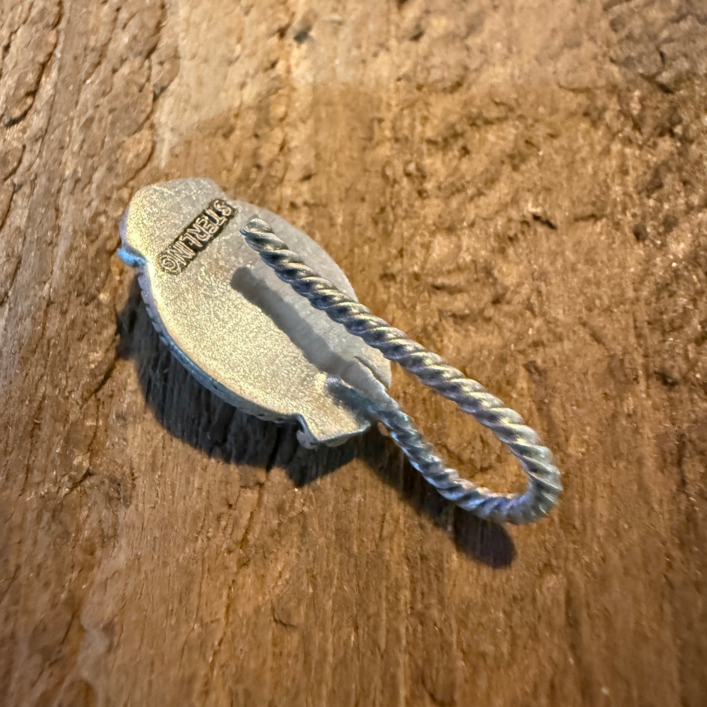 Blue Moon Turquoise Gemstone Slider Charm for Hat and Purse in Sterling Silver