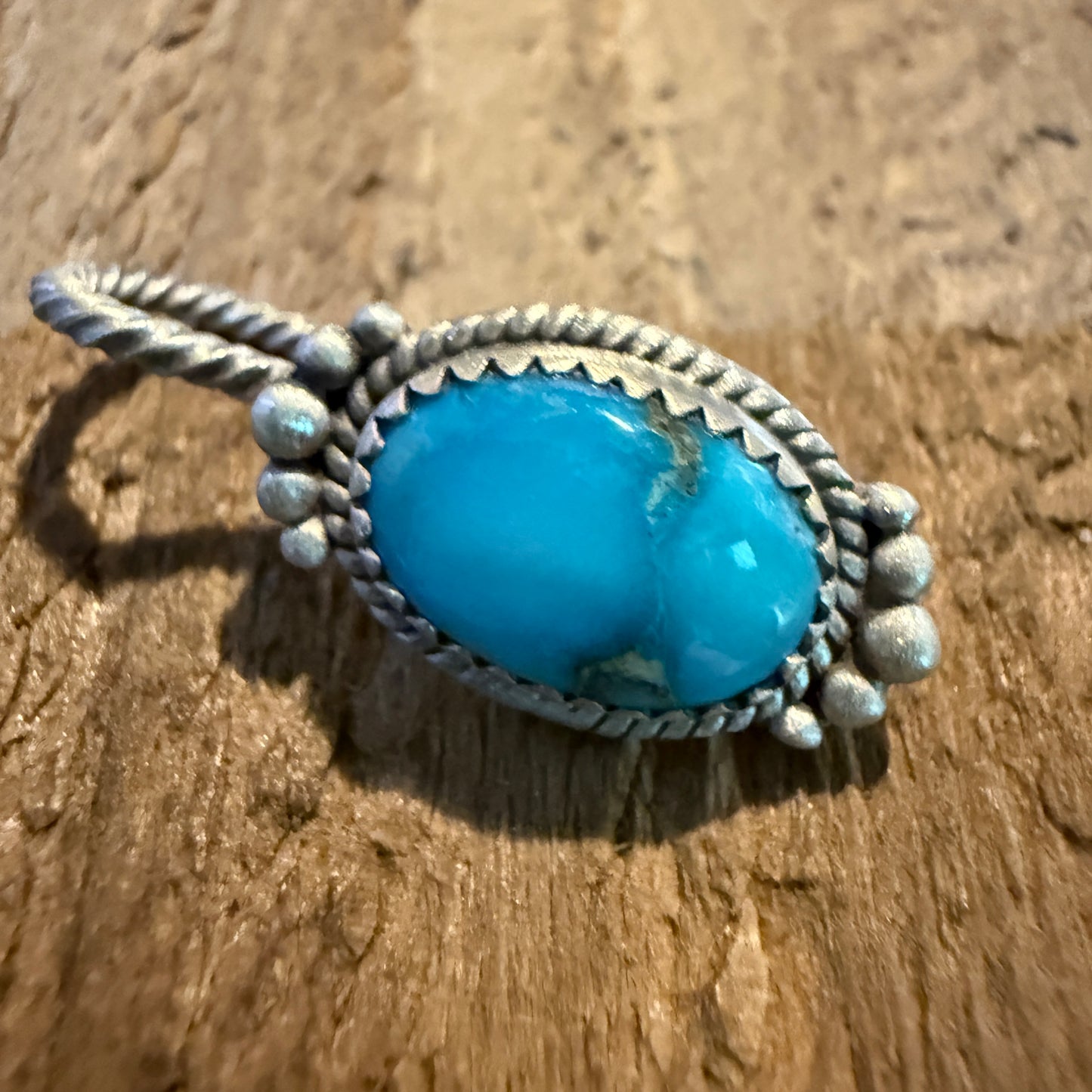Blue Moon Turquoise Gemstone Slider Charm for Hat and Purse in Sterling Silver