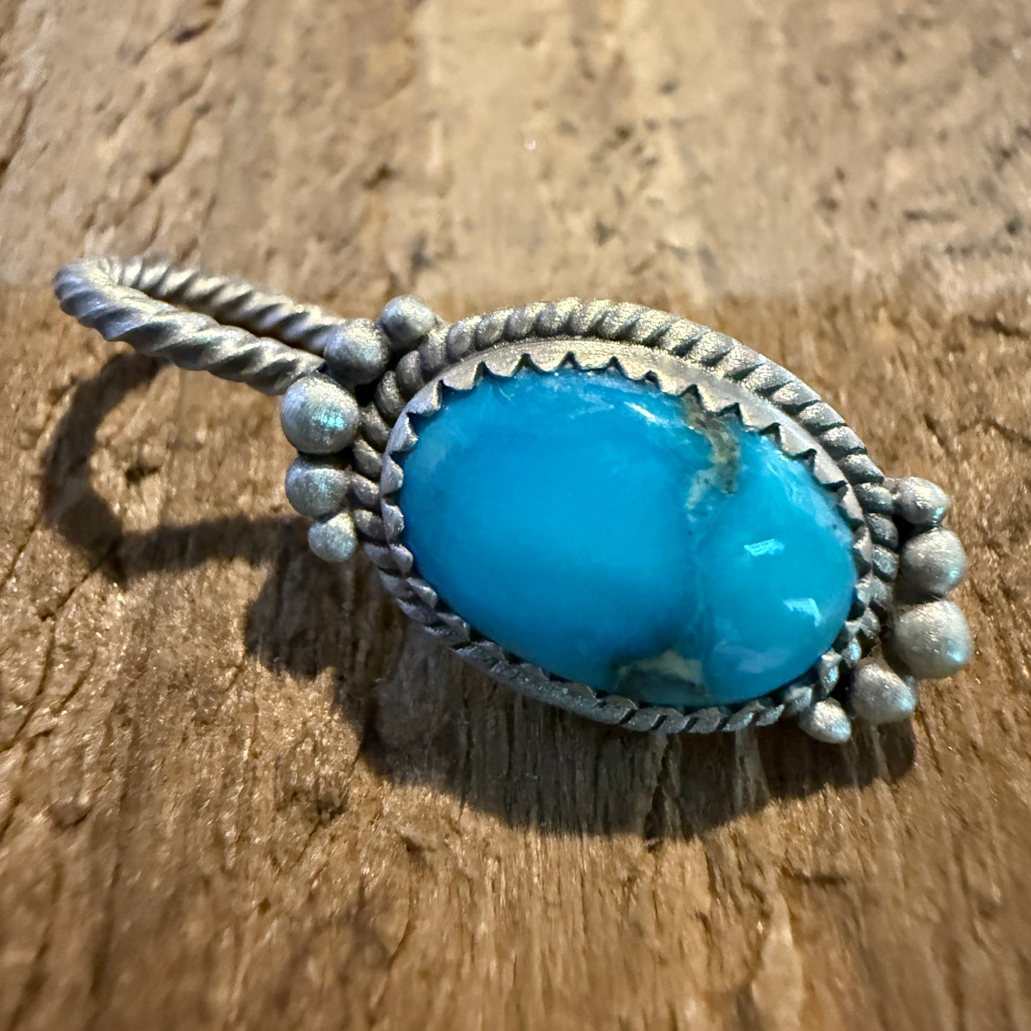 Blue Moon Turquoise Gemstone Slider Charm for Hat and Purse in Sterling Silver