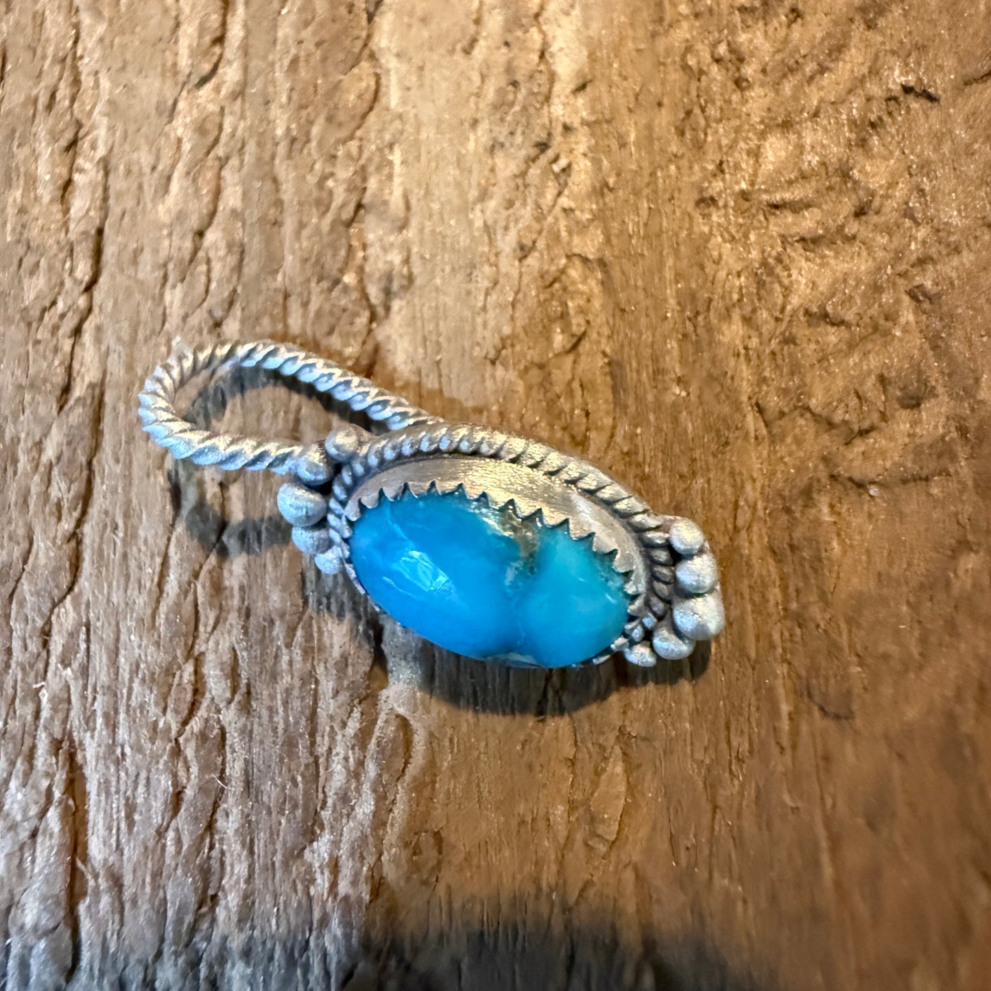 Blue Moon Turquoise Gemstone Slider Charm for Hat and Purse in Sterling Silver