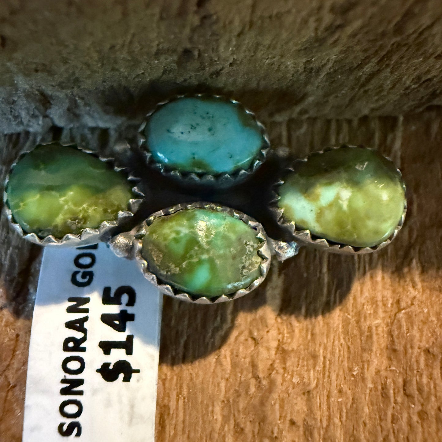 Sonoran Gold Turquoise Gemstone Slider Watch Band Charm Sterling Silver