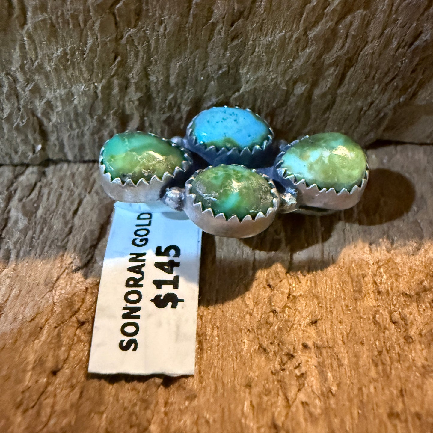 Sonoran Gold Turquoise Gemstone Slider Watch Band Charm Sterling Silver