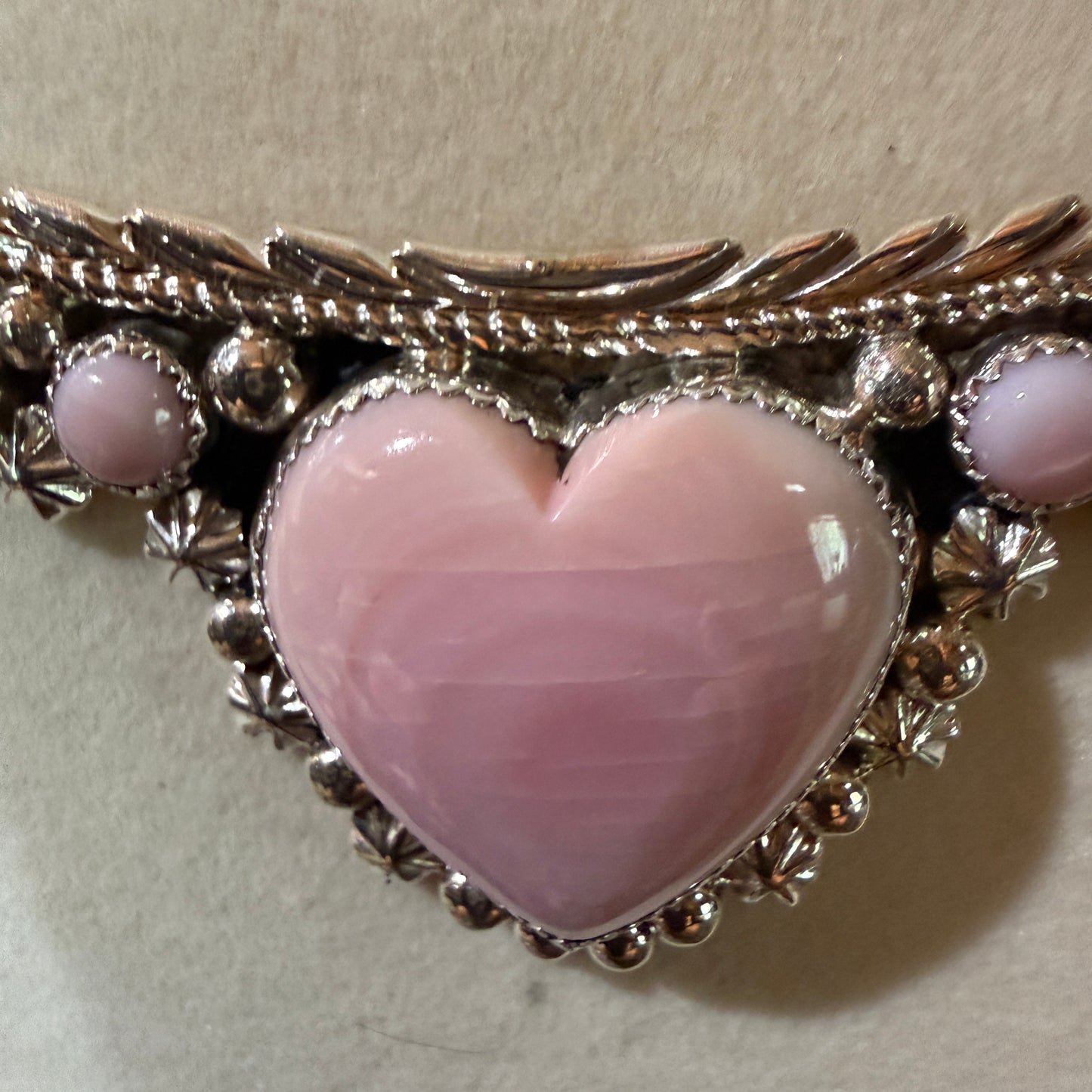 Lawrence Baca Pink Conch Gemstone Bar Necklace 19 Inch Sterling Silver