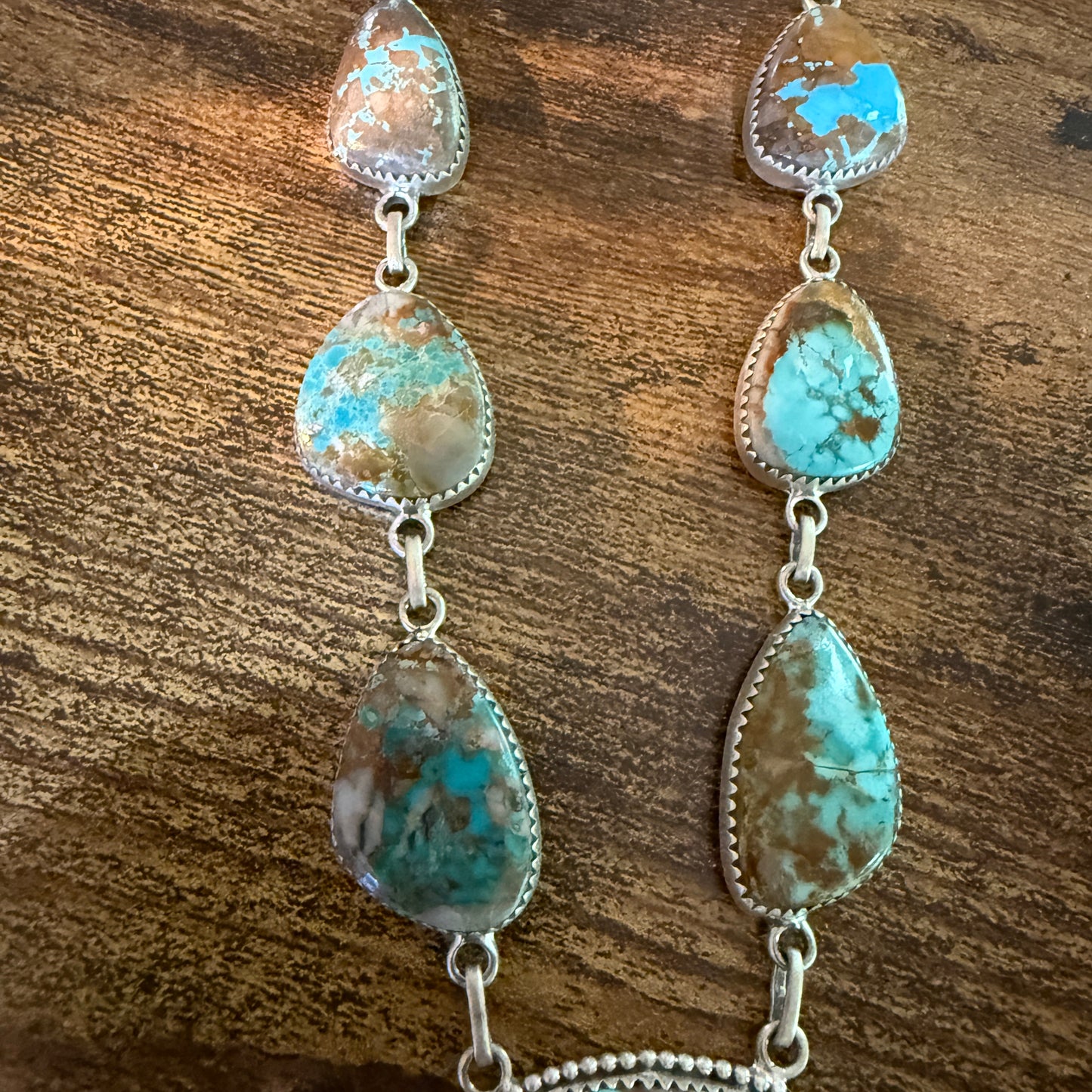 Royston Ribbon Turquoise Gemstone Lariat Necklace 20 Inch Sterling Silver