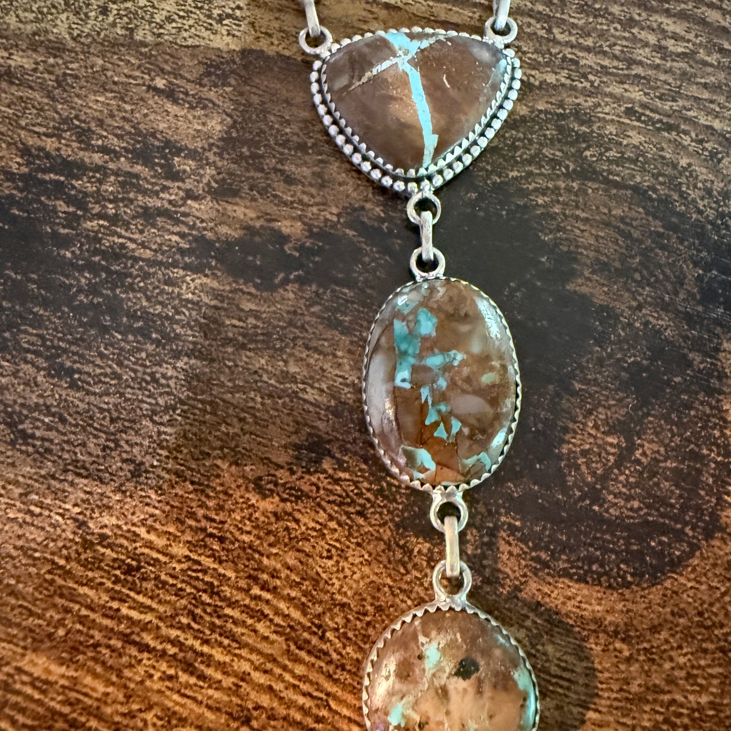 Royston Ribbon Turquoise Gemstone Lariat Necklace 20 Inch Sterling Silver