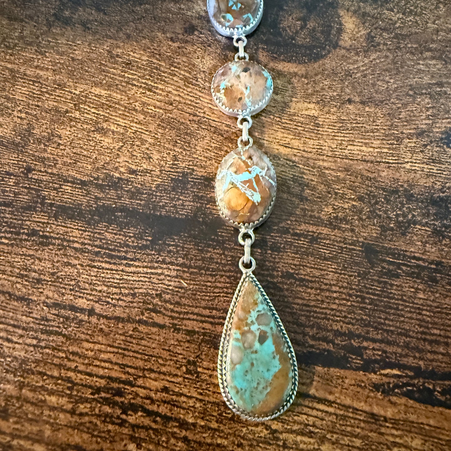 Royston Ribbon Turquoise Gemstone Lariat Necklace 20 Inch Sterling Silver