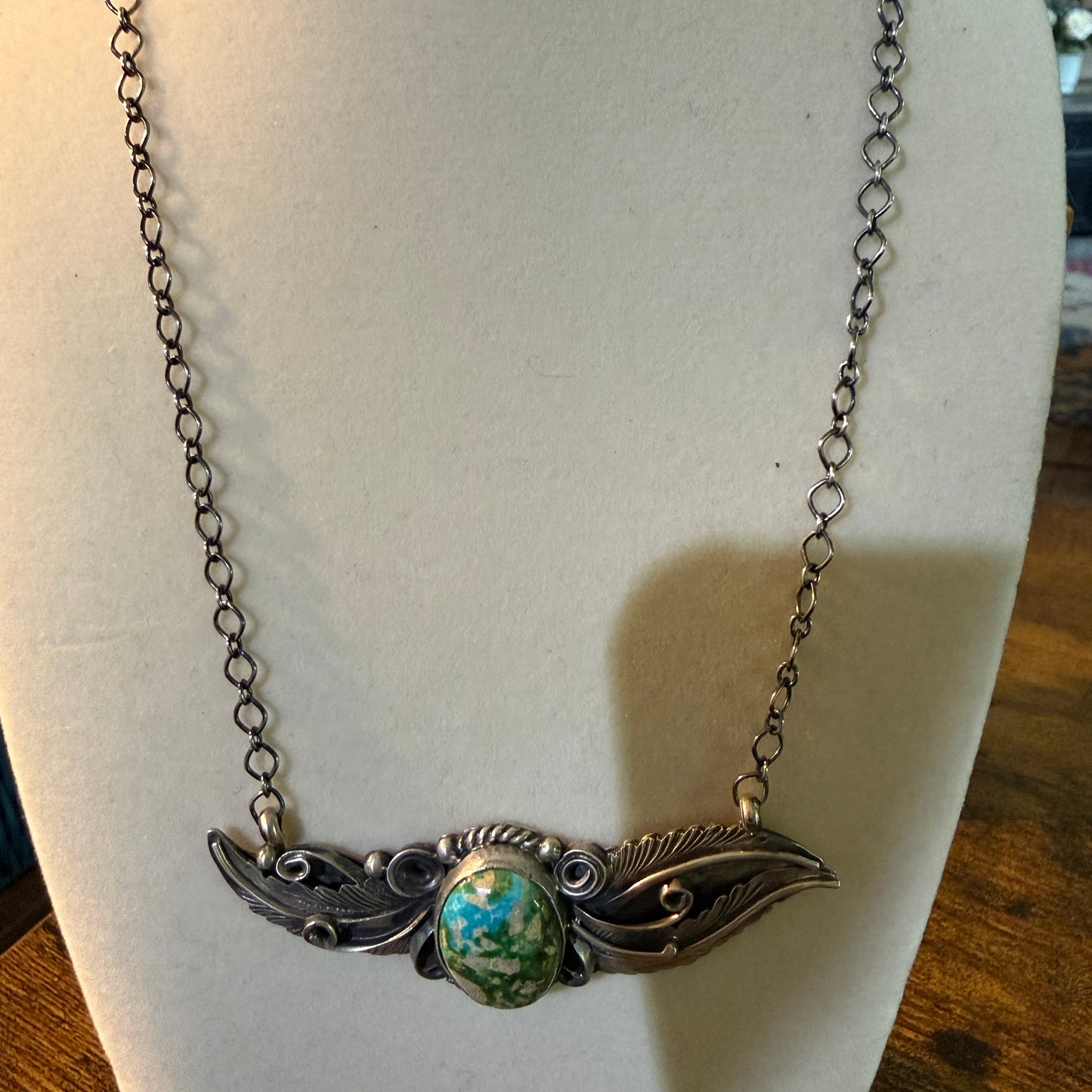Signed Jimmy Lee Sonoran Gold Turquoise Gemstone Necklace In Sterling Silver