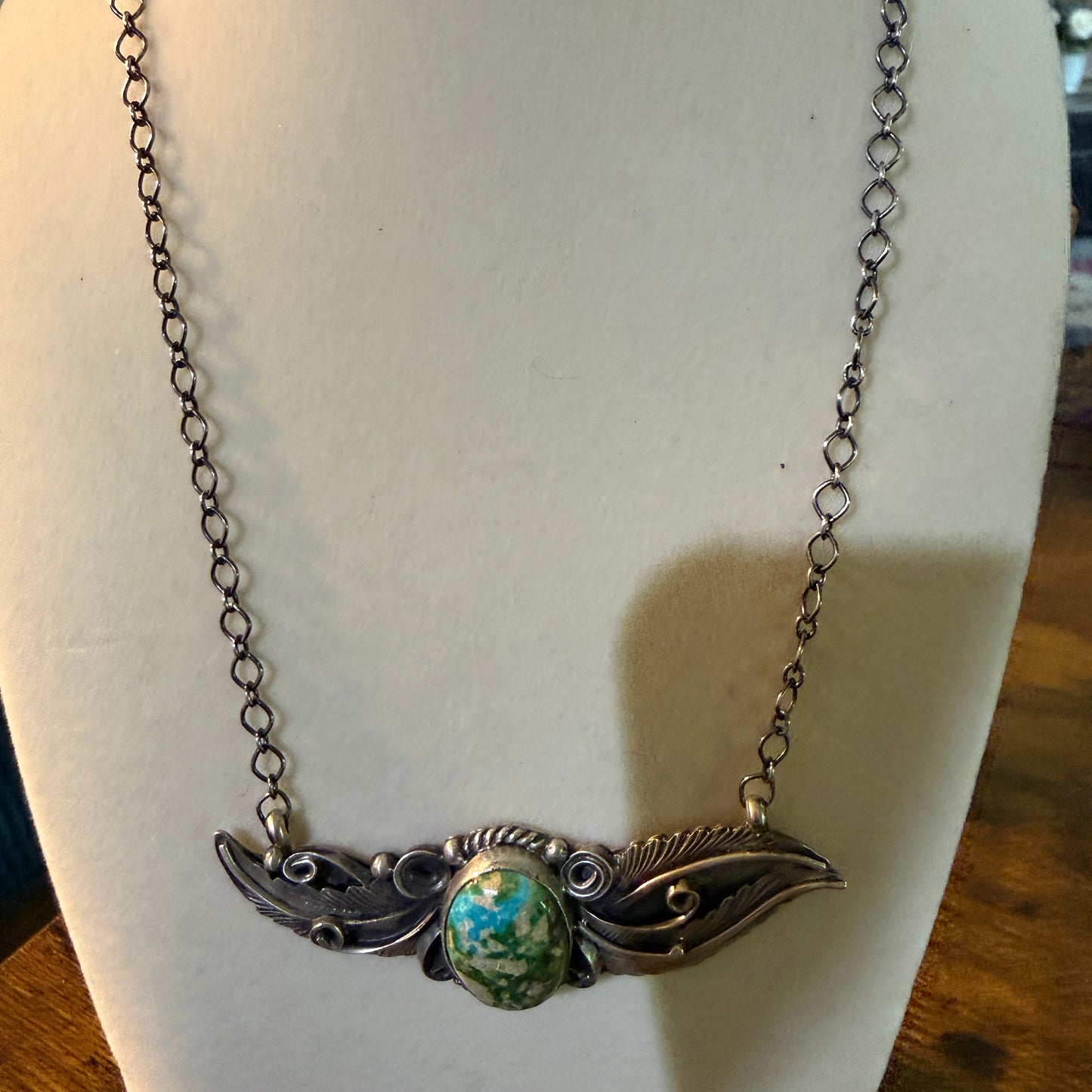 Signed Jimmy Lee Sonoran Gold Turquoise Gemstone Necklace In Sterling Silver