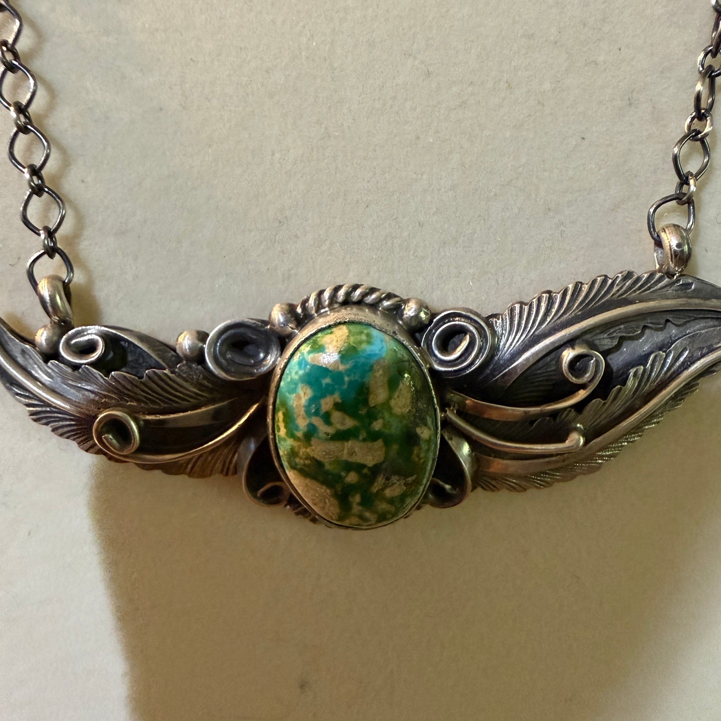 Signed Jimmy Lee Sonoran Gold Turquoise Gemstone Necklace In Sterling Silver