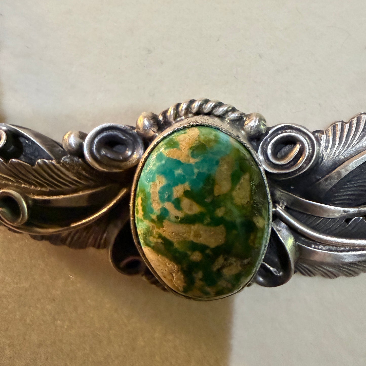 Signed Jimmy Lee Sonoran Gold Turquoise Gemstone Necklace In Sterling Silver
