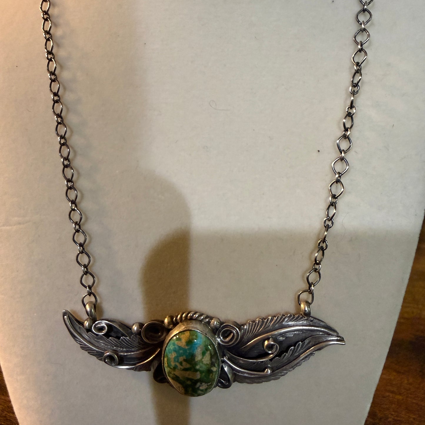 Signed Jimmy Lee Sonoran Gold Turquoise Gemstone Necklace In Sterling Silver