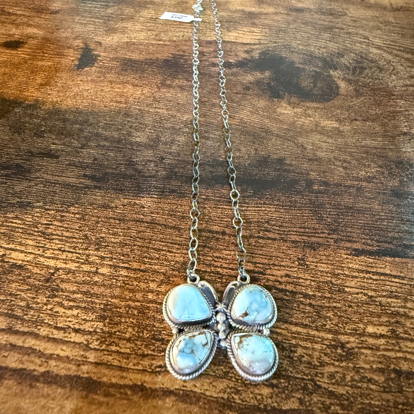 Dry Creek Turquoise Gemstone Butterfly Necklace Sterling Silver 18 Inch